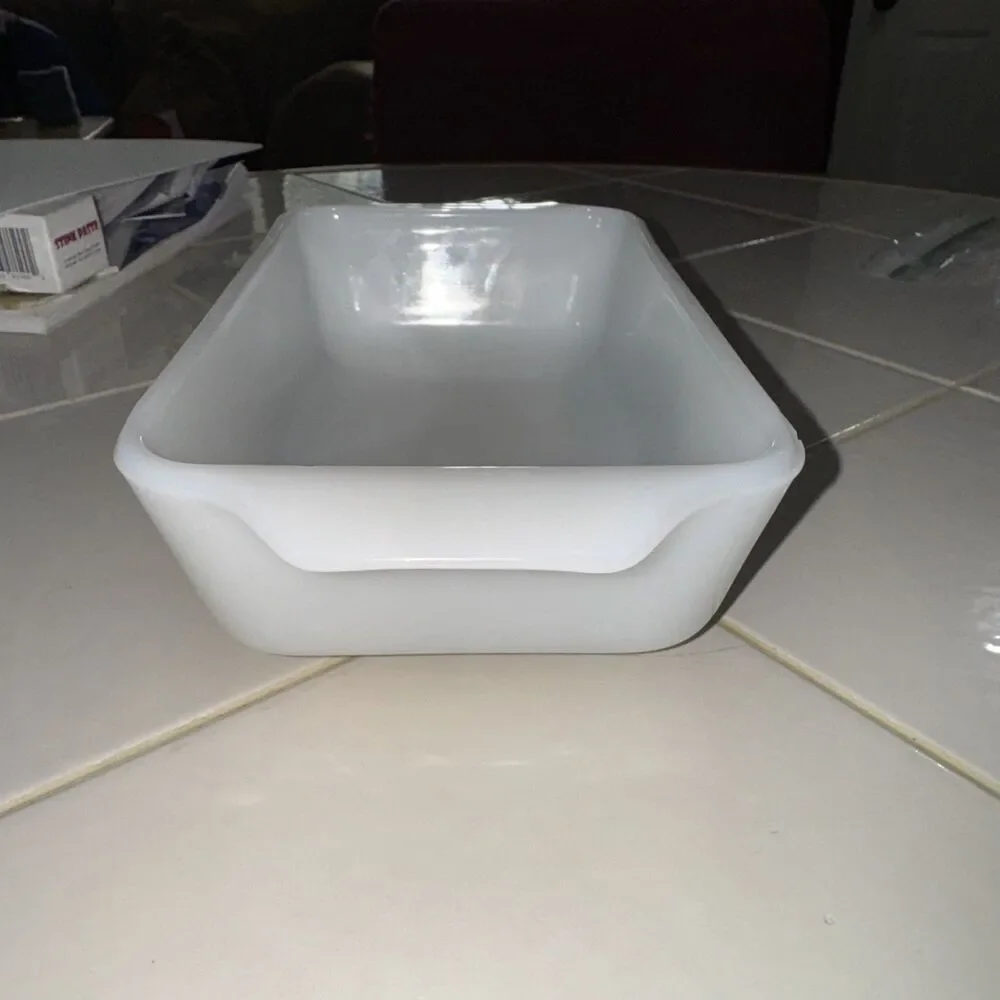 Vintage Anchor Hocking/Fire King Milk Glass -Cornflower 1 qt, Loaf Pan #441